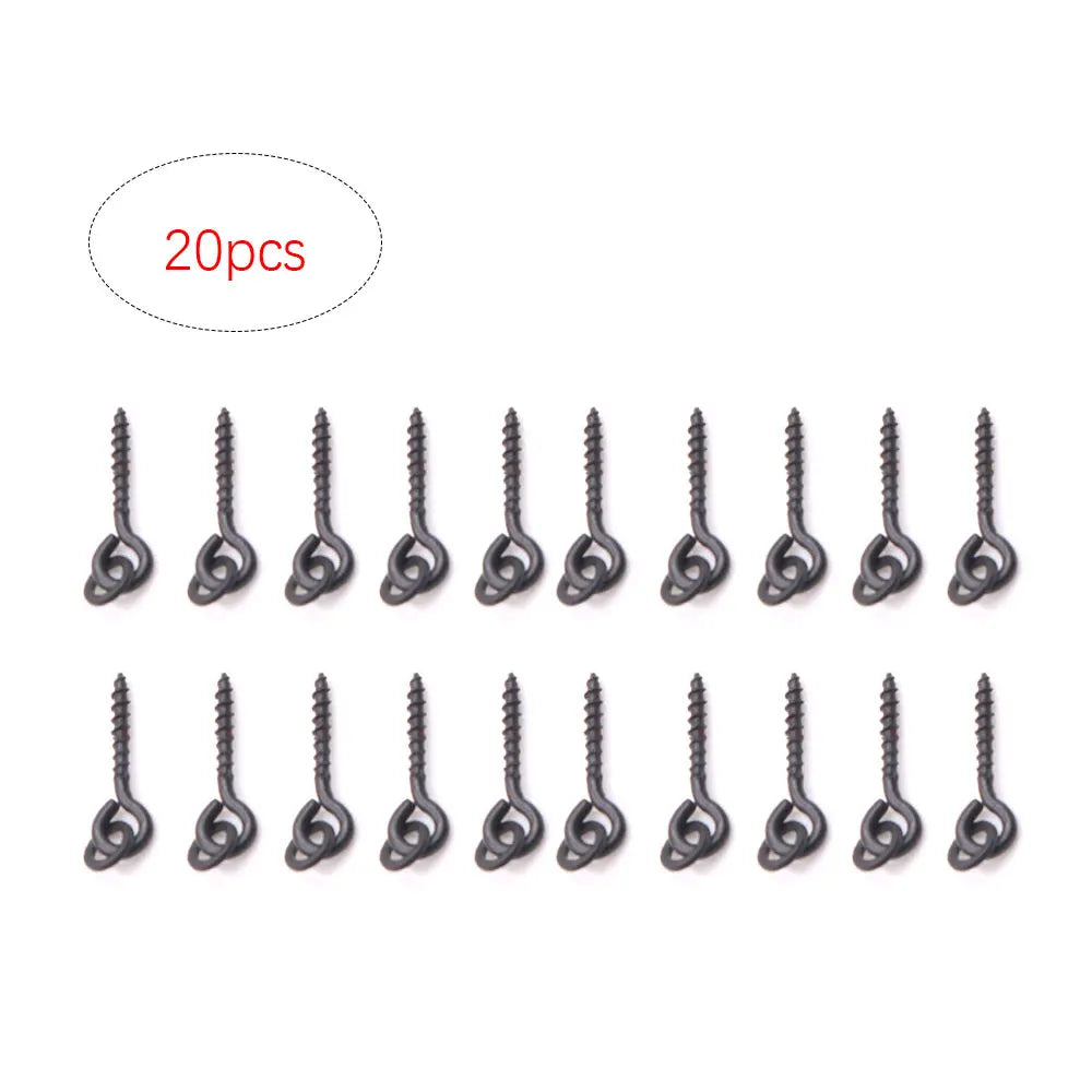 20pcs Carp Fishing Boilie Clips Bait Screws Artificial Fake Lure Ring Swivels For Hair Rig Method Feeder Fish Accessories Tackle