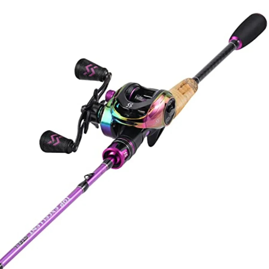 Fishing Rod Reel Combos Medium Heavy 6' 7' Spinning Casting Rod with Stainless Steel Guides Two Pieces for Enhanced