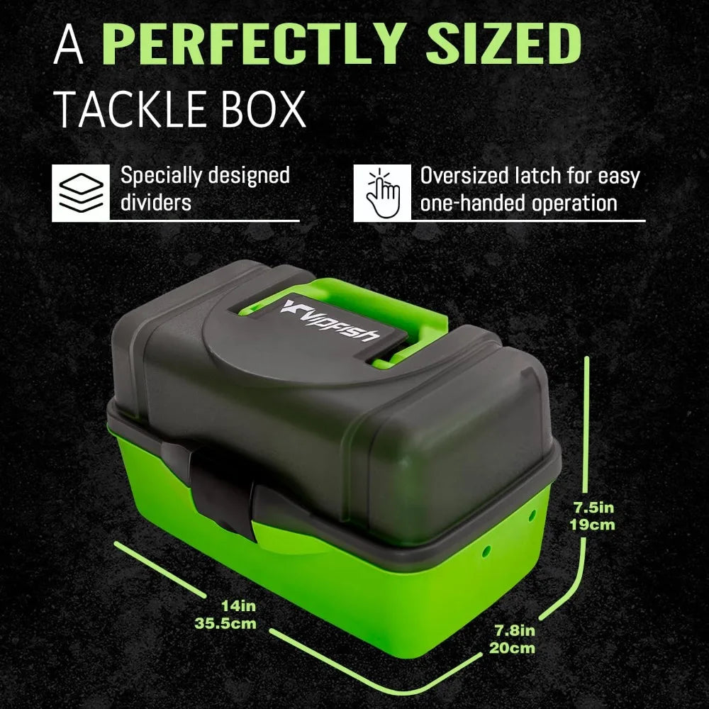 Fishing Tackle Box with Tackle Included Lures, Hooks, Weights, 3-Layer Freshwater Fishing Tackle Kit for Bass Trout Walleye Fish