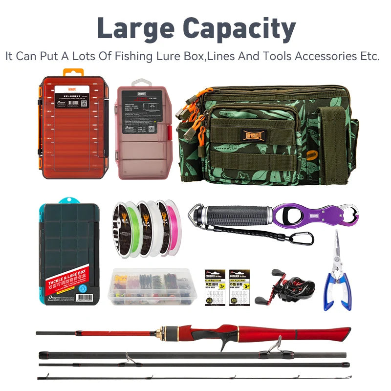 KingdomFishing Tackle Bags 31*18*16cm 660g  Multifunctional Waist Bag Fish Lures Gear Utility Storage Outdoor Fishing Bag