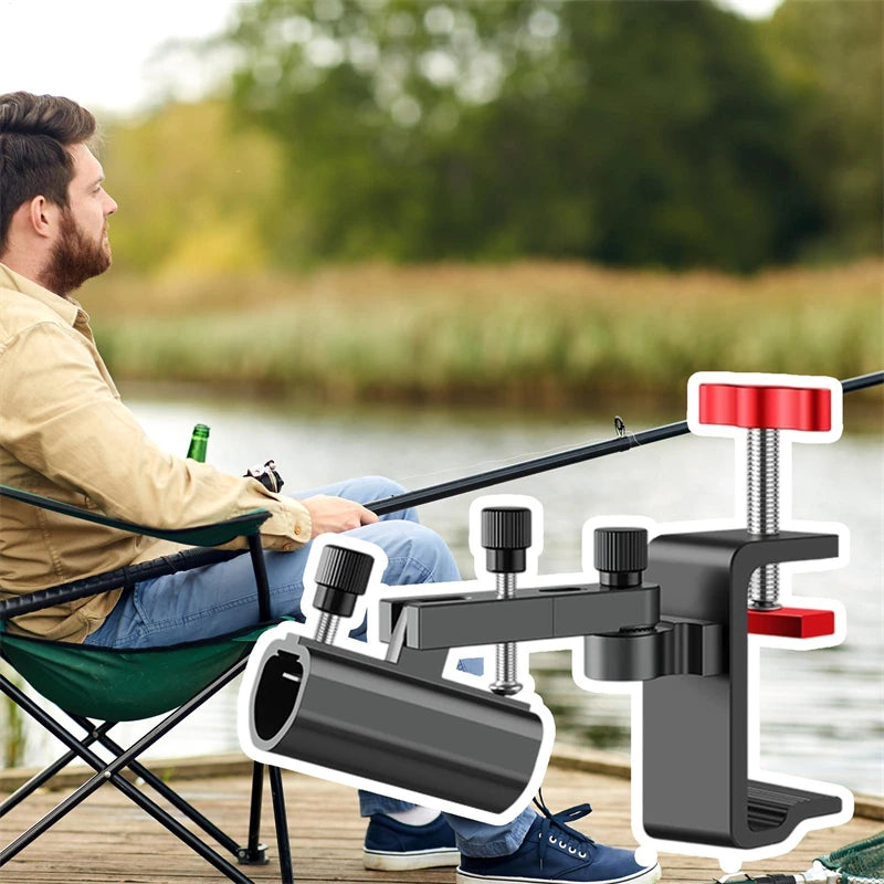 1pcFishing Rod Holder With Umbrella Mount Lures Rack Light Stand Tube Fixing Clip Bracket For Fishing Gear Equipment Accessories