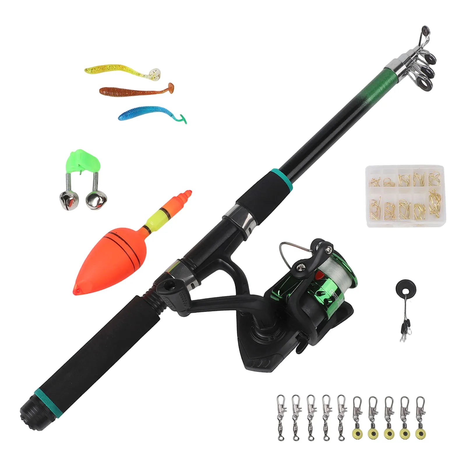 Fishing Pole Set Fishing Rod Spinning-Reel Baits Hooks Fishing Tackle Box Telescopic Fishing Rod For Fishing Starter