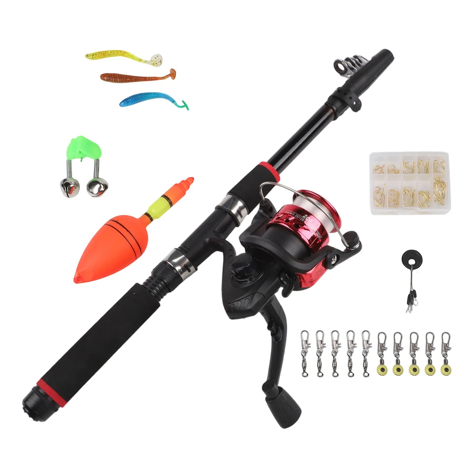 Fishing Pole Set Fishing Rod Spinning-Reel Baits Hooks Fishing Tackle Box Telescopic Fishing Rod For Fishing Starter