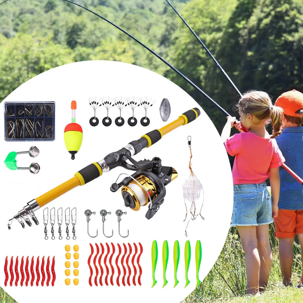 Fishing Pole Kids Portable Children Telescopic Rod 71 Inch Youth Beginner Pole And Reel Set For Saltwater Travel Kayak Boat Surf