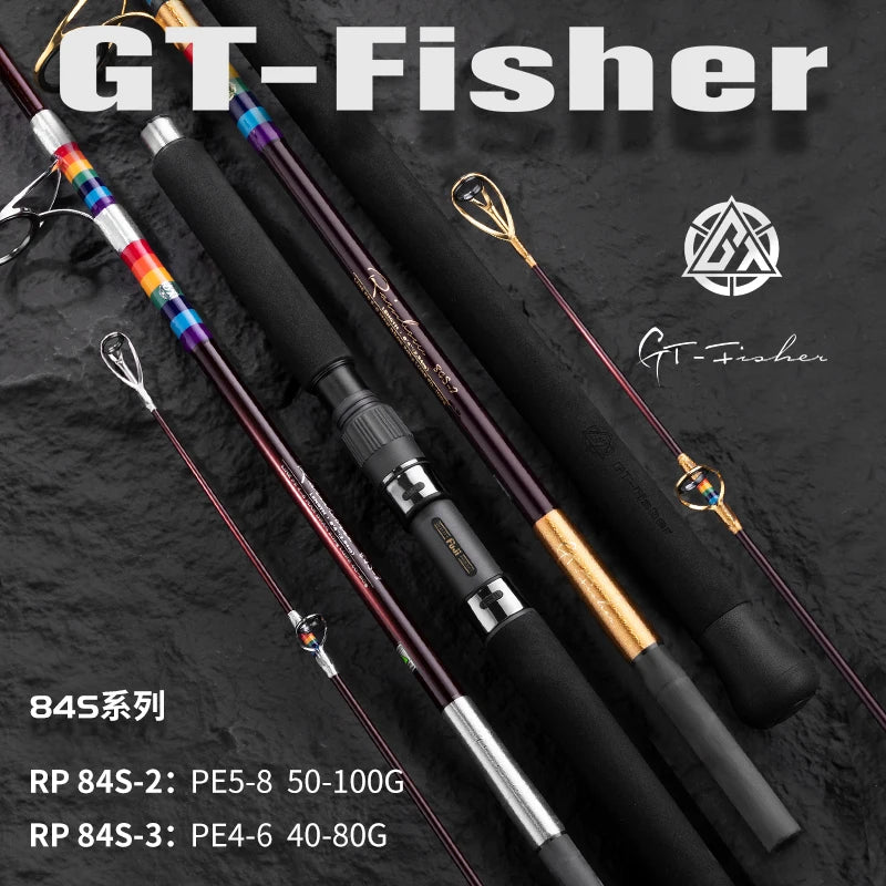 ECOODA GT-FISHER Rainbow RP 8'4" Gold Tuna Popping Rod 40-100g Bait Weight Spinning Rod 20KG Drag Power Big Game Fishing Rod