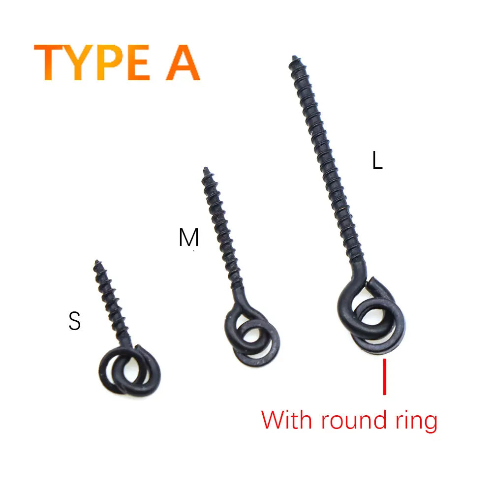 20pcs Carp Fishing Boilie Clips Bait Screws Artificial Fake Lure Ring Swivels For Hair Rig Method Feeder Fish Accessories Tackle