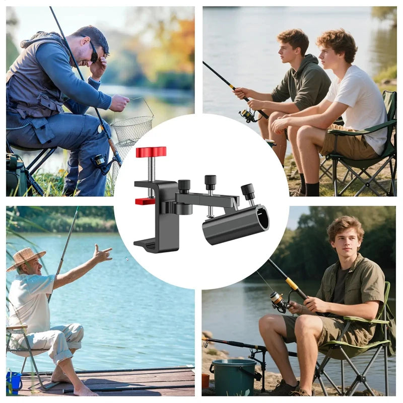 1pcFishing Rod Holder With Umbrella Mount Lures Rack Light Stand Tube Fixing Clip Bracket For Fishing Gear Equipment Accessories