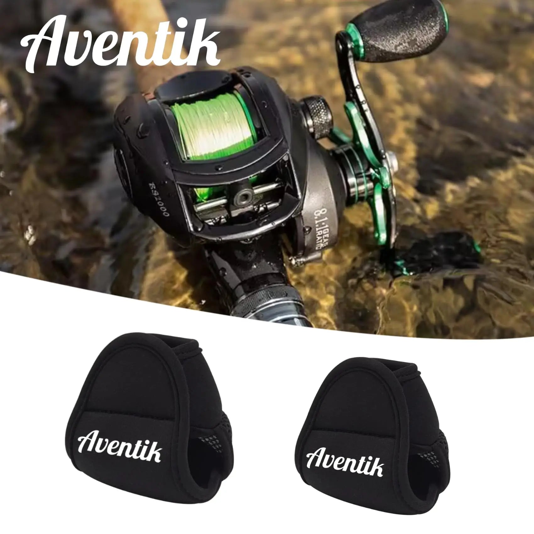 Aventik Soft Neoprene Shockproof Baitcasting Reel Cover Fishing Reel Case Reel Pouch Reel Bag
